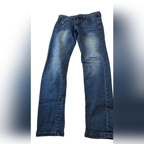 Men's Aeropostale Super Skinny Dark Denim Faded Wash Distressed Size 30 👖🔥 - Picture 2 of 11